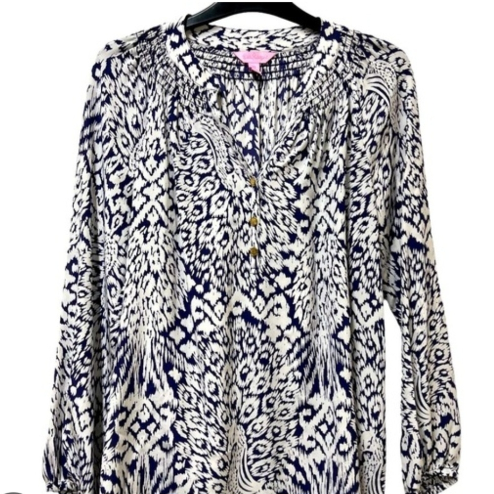 Lilly Pulitzer Blue and White Elsa Tunic Size MED